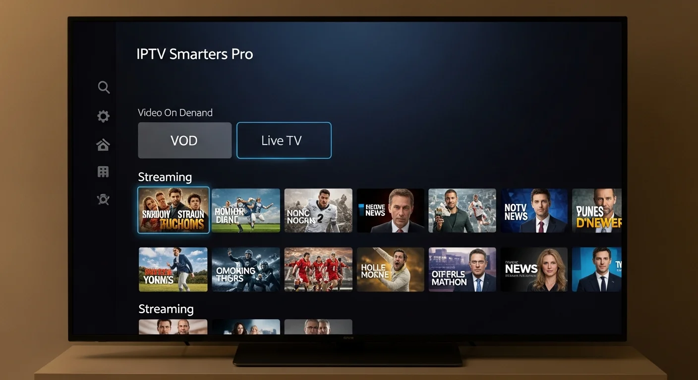 IPTV Smarters Pro App auf Amazon Firestick mit VOD und Live TV Menue