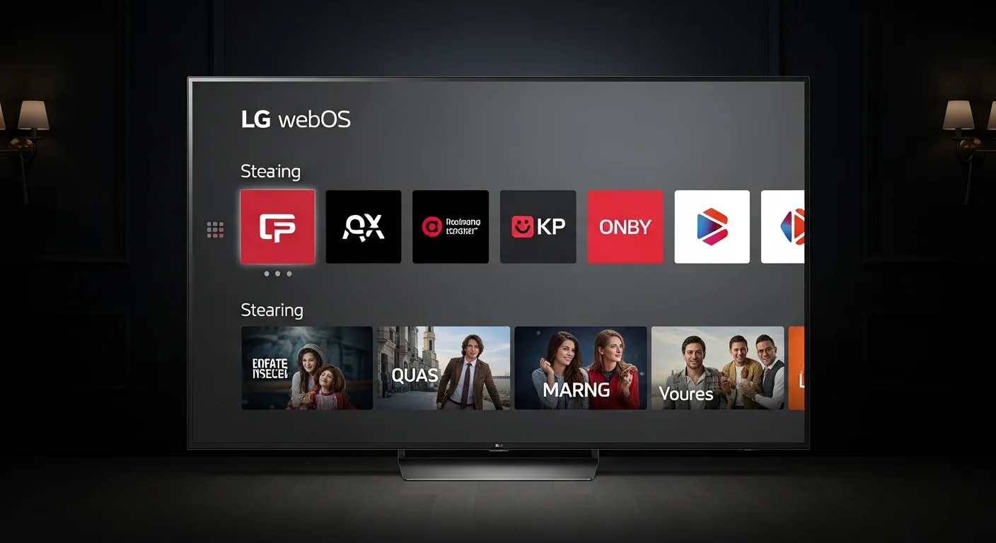 LG Smart TV mit webOS Interface und IPTV App Auswahl auf dem Startbildschirm